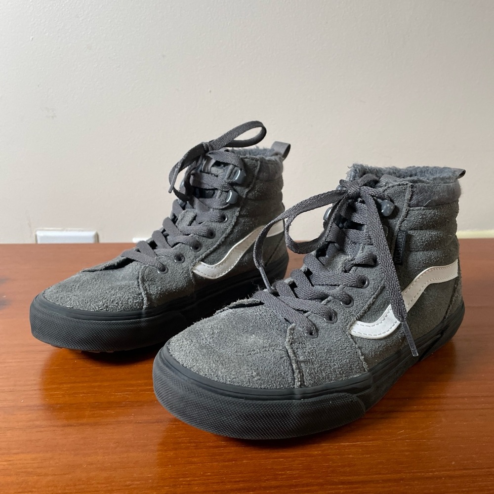 Vans Filmore Hi Van Sherpa Suede Leather Hi Top Shoes Boys Size 3 Pewter Gray